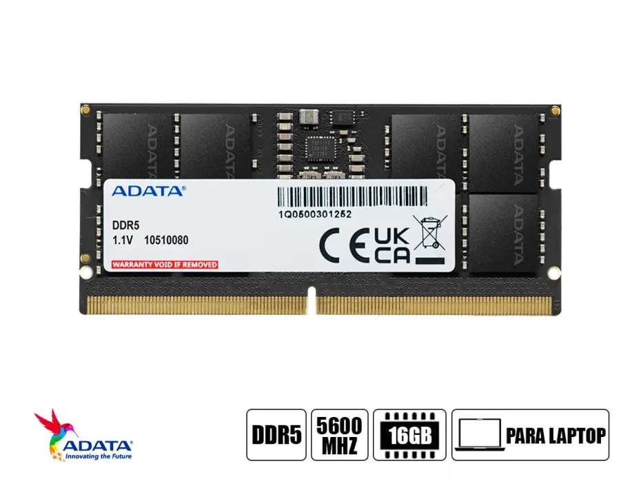 Memoria Para Laptop Sodimm Adata Ddr5 16gb (ad5s560016g-s) 5600 Mhz, Negro