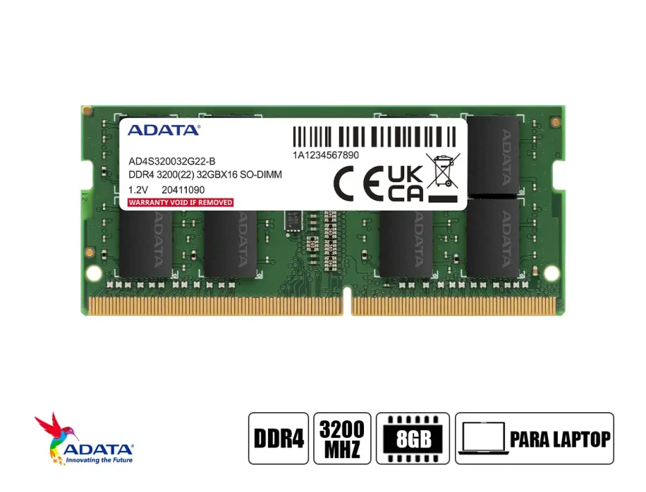 Memoria Para Laptop Sodimm Adata Ddr4 16gb (ad4s320016g22-sgn) 3200 Mhz, Verde