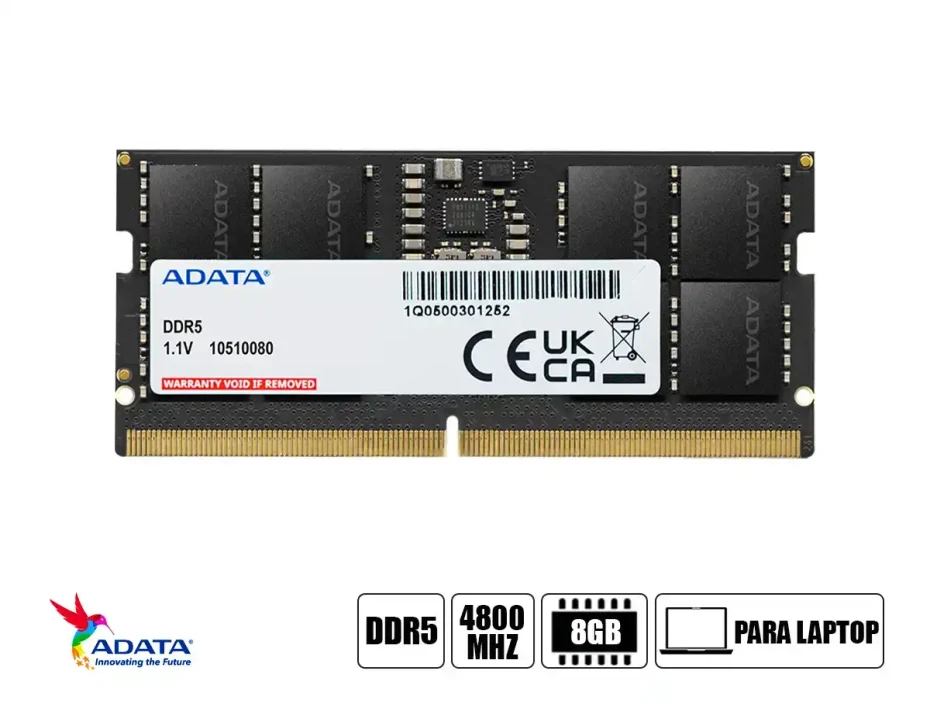 Memoria Para Laptop Sodimm Adata Ddr5 8gb (ad5s48008g-s) 4800 Mhz, Negro