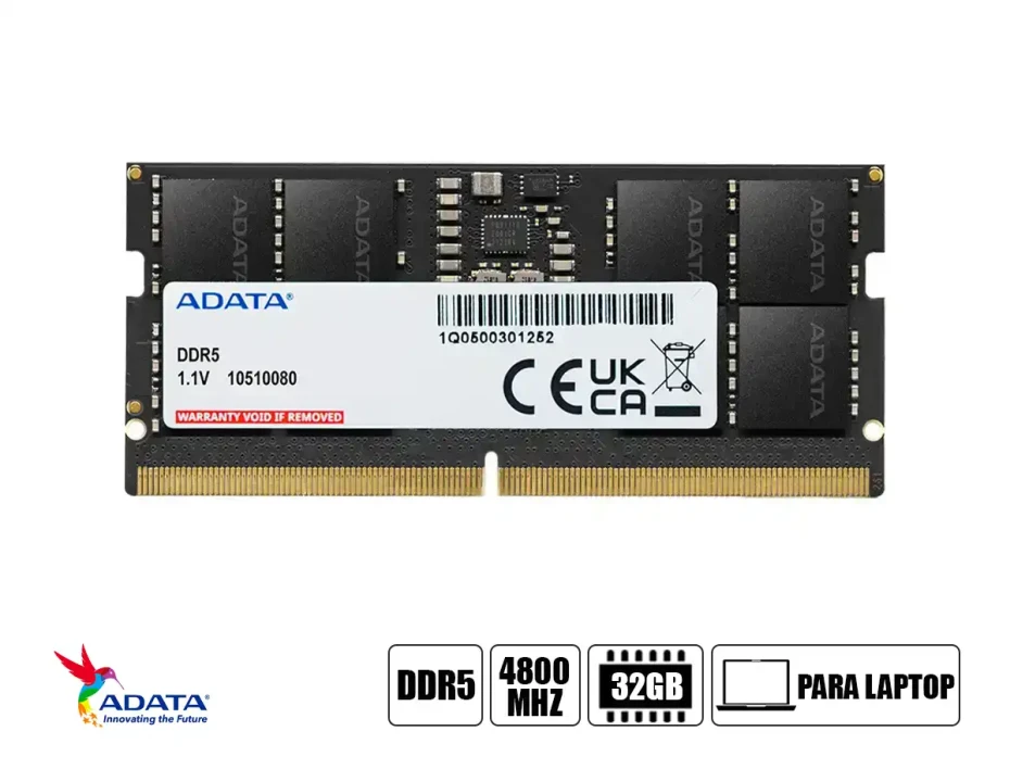 Memoria Para Laptop Sodimm Adata Ddr5 32gb (ad5s480032g-s) 4800 Mhz, Negro