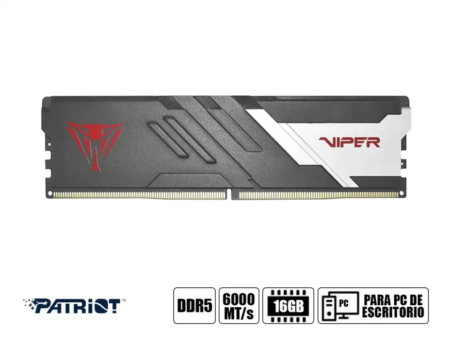 Memoria Ram Patriot Ddr5 16gb Viper Venom (pvv516g60c30) 6000 Mhz, Negra, Cl30