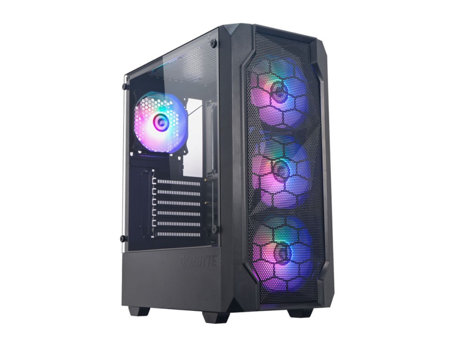 Case Gambyte Armor S/fuente (cs-arm4rbwkg-lg) Panel De Vidrio, 4 Ventiladores, Led Rainbow, Negro