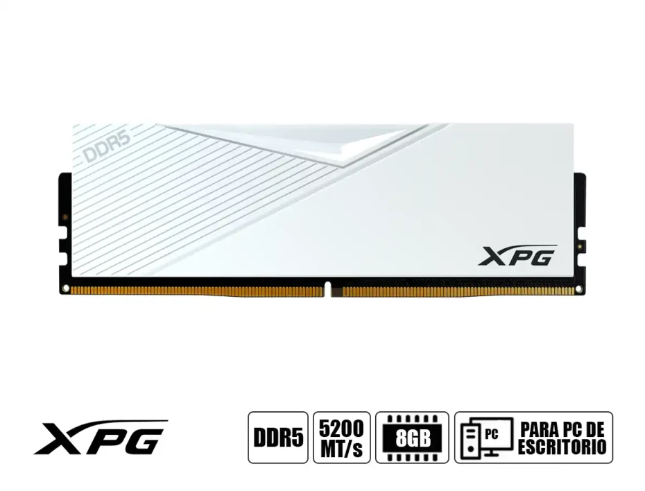 Memoria Ram Xpg Ddr5 8gb Lancer (ax5u5200c388g-clawh) 5200 Mt/s, Blanco, Cl38