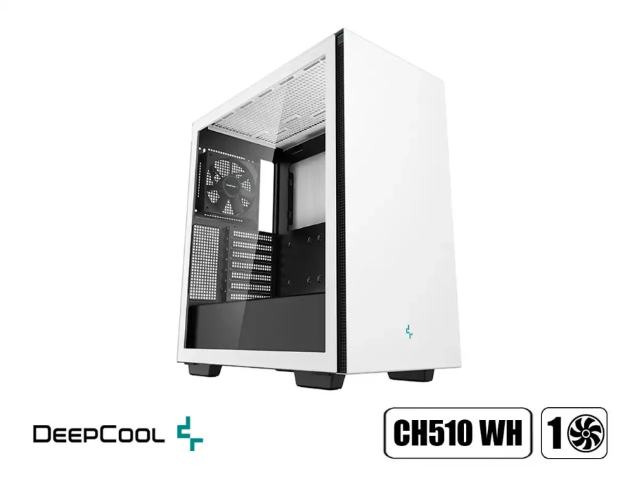 Case Deepcool Ch510 Wh S/fuente (r-ch510-whnne1-g-1) Panel De Vidrio, 1 Ventilador, Blanco