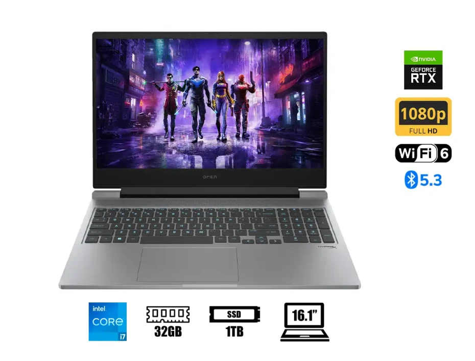 Laptop Hp Core I7-14650hx Omen 16-ae0073 Gaming (9r8t5ua#aba) 16.1" Fhd, Ips, 144hz, Ram 32gb, Ssd 1tb, Rtx 4060 8gb, Win11, Meteor Silver, 13gen.