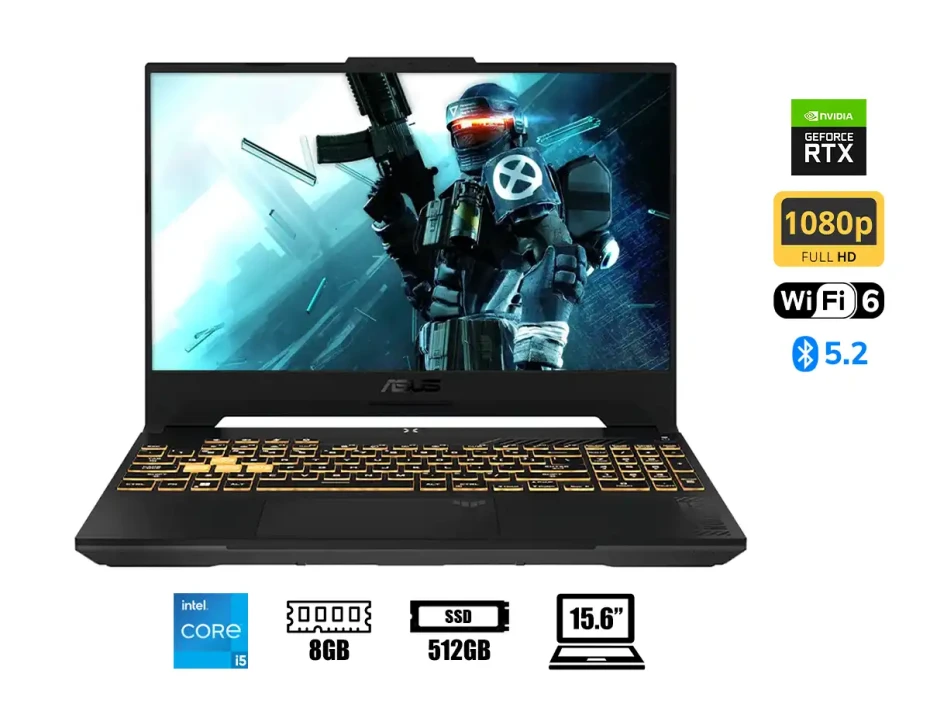 Laptop Asus Core I5-12500h Tuf Fx507zc4-hn005w Gaming (90nr0gw1-m001d0) 15.6" Fhd 144hz, Ram 8gb, Ssd 512gb, Rtx 3050 4gb, Win11, 12gen., Es