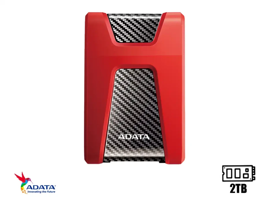 Disco Duro Externo Adata 2tb Hd650 Anti Golpe (ahd650-2tu31-crd) Unidad De Almacenamiento Portable, Usb 3.1, Rojo