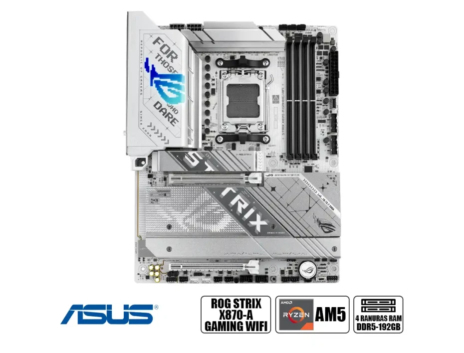 Placa Madre Asus X870-a Rog Strix Gaming Wifi 7 (90mb1if0-m0aay0) Blanco, Socket Am5, Ram Dddr5 Buss 8000oc Mhz