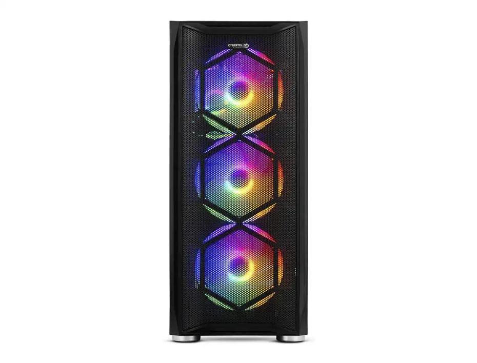 Case Cybertel Striker Cbx5013w S/fuente, Panel De Vidrio, 4 Ventiladores, Led Raibow, Blanco