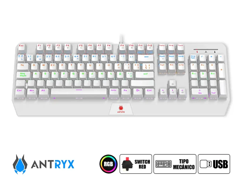 Combo 2 En Uno Antryx Gc-5100 (agc-5100wre-sp) Teclado Switch Red, Led Rgb, Mouse 7 Botones