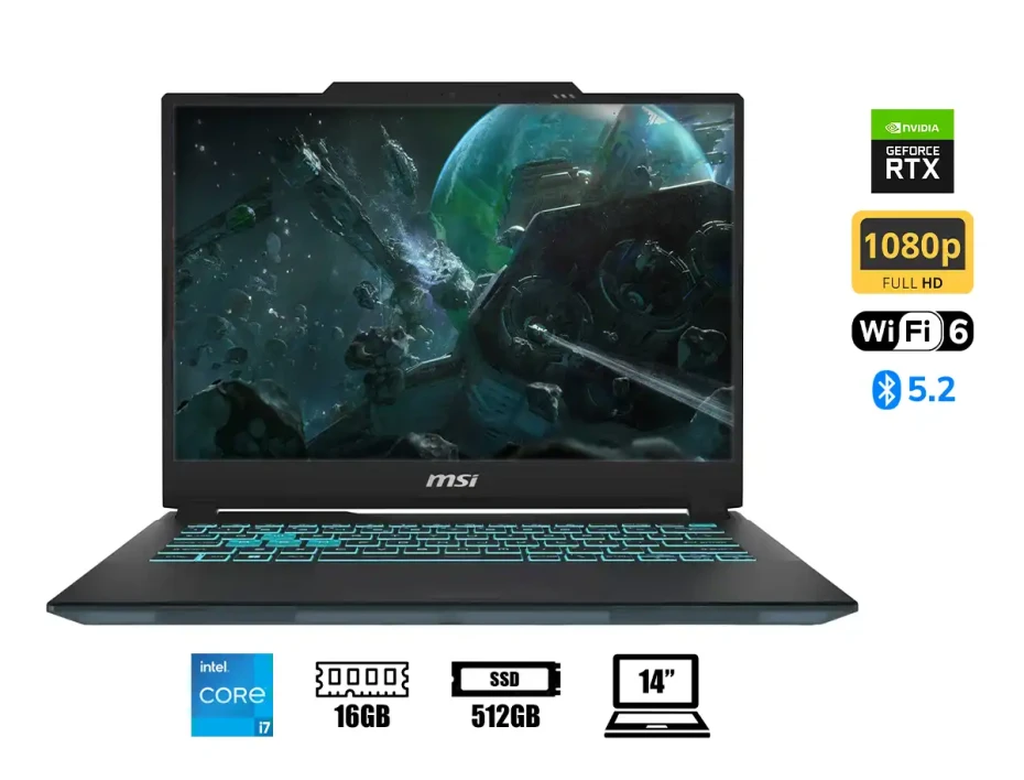 Laptop Msi Core I7-13620h Cyborg 14 A13vf-018us Gaming (cyborg1413018) Pantalla 14" Fhd 144hz, Ram 16gb, Ssd 512gb, Rtx 4060 8gb, Win11, Black,13gen.