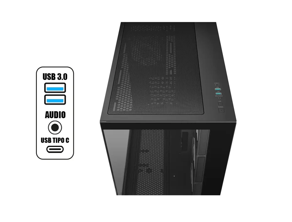 Case Deepcool Gaming Cg530 4f S/fuente (r-cg530-bkada4-g-1) Panel De Vidrio, 4 Ventiladores, Led Rgb, Negro