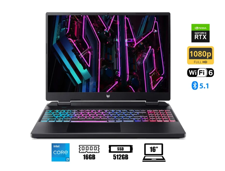 Laptop Acer Core I7-13650h  Predator Helios Neo 16 Phn16-71-76h5 Gaming (nh.qluaa.006) 16" Wuxga 165hz, Ram 16gb, Ssd 512gb, Rtx 4060 8gb, W11, 13gen.