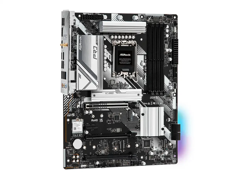 Placa Madre Asrock B760 Pro Rs Wifi (90-mxblq0-a0uayz) Socket Lga 1700, Ram Ddr5 Buss 7200oc Mhz, 14va, 13va, 12va Gen, Rgb, Wifi 6e