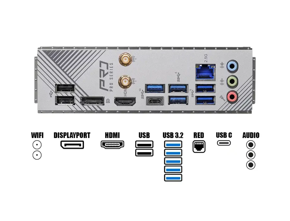 Placa Madre Asrock B760 Pro Rs Wifi (90-mxblq0-a0uayz) Socket Lga 1700, Ram Ddr5 Buss 7200oc Mhz, 14va, 13va, 12va Gen, Rgb, Wifi 6e