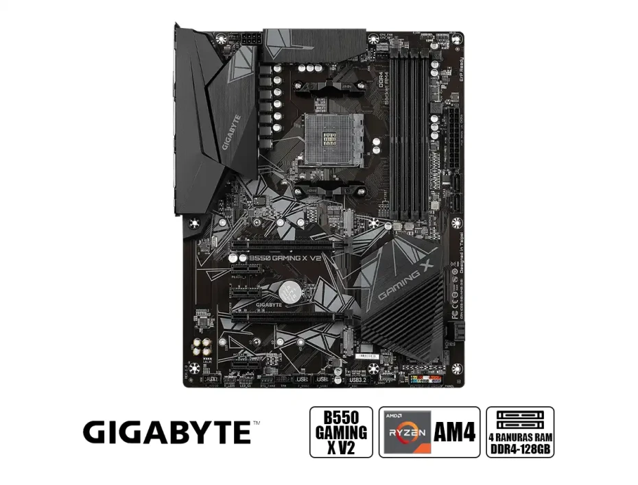 Placa Madre Gigabyte B550 Gaming X V2  (90 B550-gaming X V2) Socket Am4, Ram Ddr4 Buss 4733oc Mhz