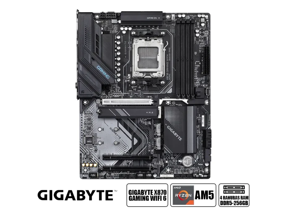 Placa Madre Gigabyte X870 Gaming Wifi 6 (gax870 Gaming Wifi6) Socket Am5, Ram Dddr5 Buss 8200oc Mt/s