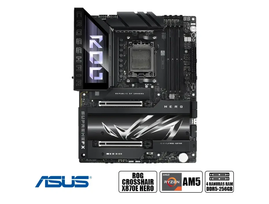 Placa Madre Asus X870e Rog Crosshair Hero (rog Crosshair X870e Hero) Socket Am5, Ram Dddr5 Buss 8200oc Mhz, Wifi 7