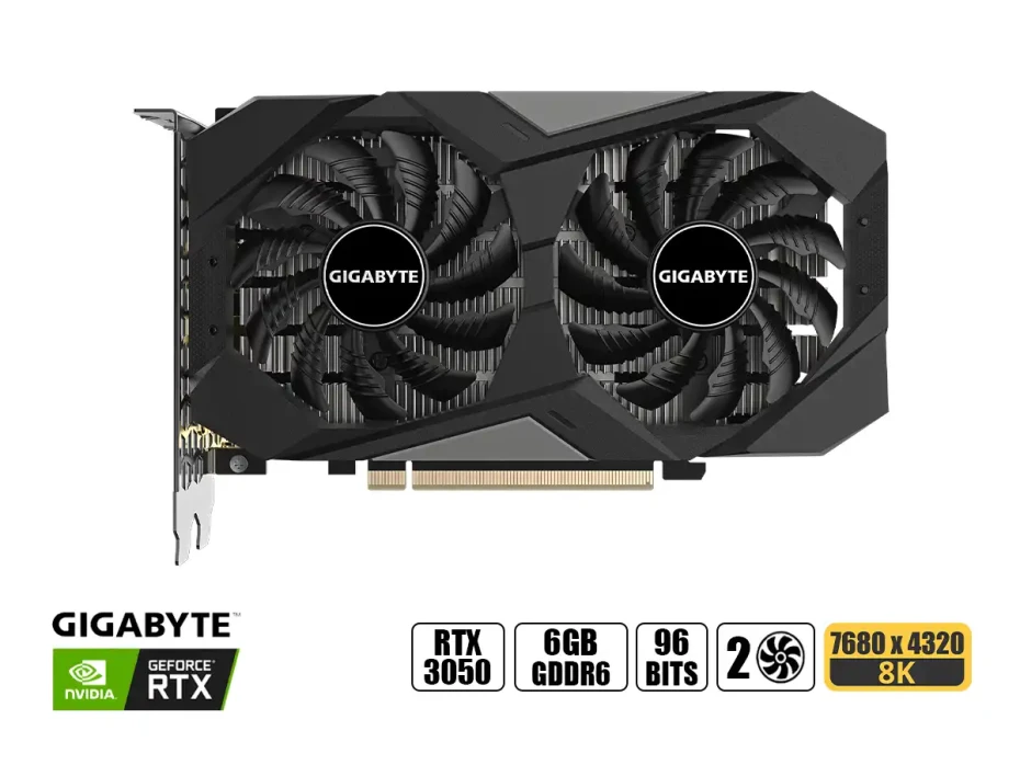 Tarjeta De Video Gigabyte Rtx 3050 Windforce Oc 6gb Gddr6 (gv-n3050wf2oc-6gd) Geforce Nvidia 96 Bits | 2 Ventiladores