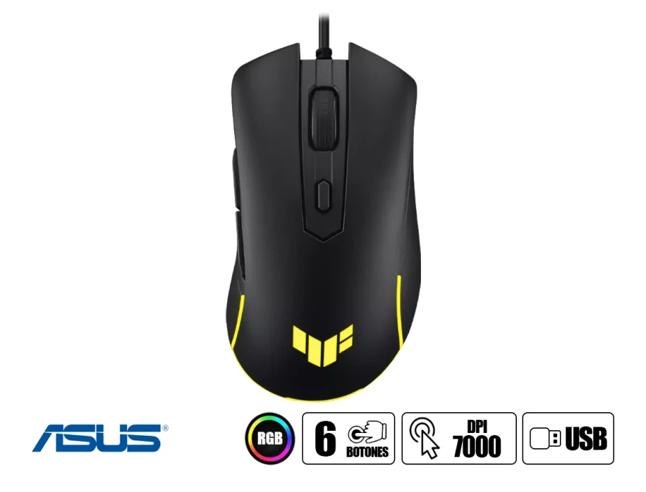 Mouse Gaming Asus Tuf Gaming M3 Gen Ii (90mp0320-bmaa00) Hasta 7000 Dpi, 5 Botones, Negro