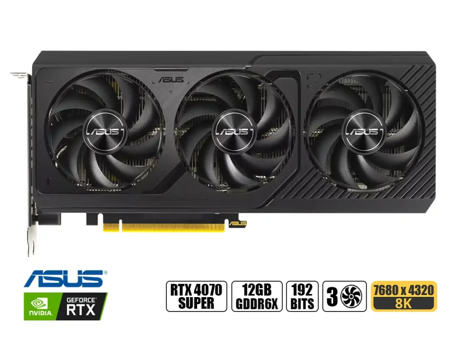 Tarjeta De Video Asus Rtx 4070 Super Prime Gaming Oc 12gb Gddr6x (prime-rtx4070s-o12g) Geforce Nvidia 192 Bits, 3 Ventiladores