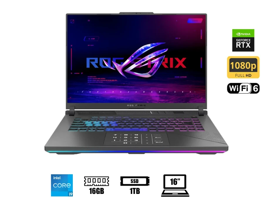 Laptop Asus Core I9-14900hx Rog Strix G16 G614jvr-n3063w (g614jvr-n3063w ) Pantalla 16" Fhd 165hz | Ram 16gb | Ssd 1tb | Rtx 4060 8gb | S/s | 14gen.