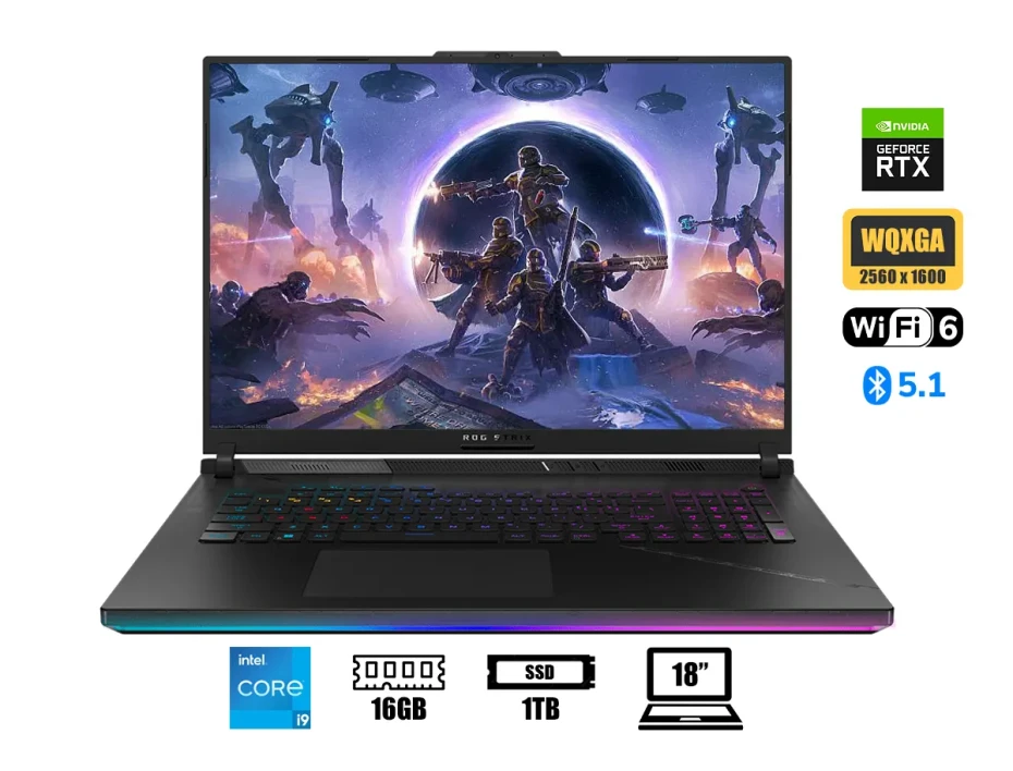 Laptop Asus Core I9-14900hx Rog Strix G18 Gaming (g814jir-n6041w) 18" 2.5k Ips 165hz | Ram 16gb | Ssd 1tb | Rtx 4060 8gb | Ips | S/s | Gray | 14gen.