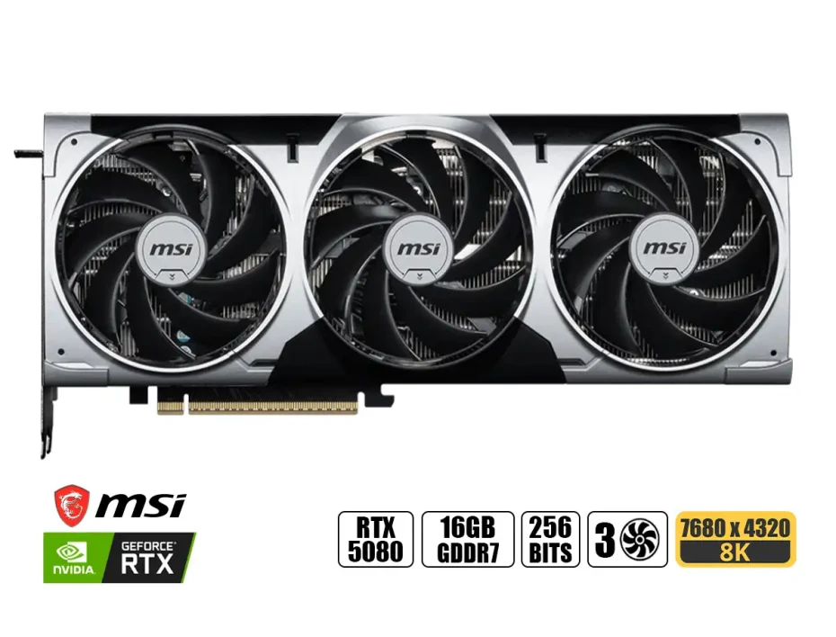 Tarjeta De Video Msi Rtx 5080 Ventus 3x Oc Plus 16gb Gddr7 (g5080-16v3cp) Geforce Nvidia 256 Bits, 3 Ventiladores