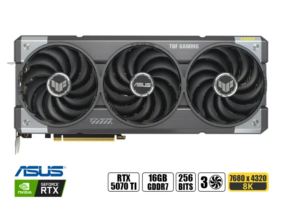 Tarjeta De Video Asus Rtx 5070 Ti Tuf Gaming Oc 16gb Gddr7 (vd16asrtx507tit) Geforce Nvidia 256 Bits, 3 Ventiladores