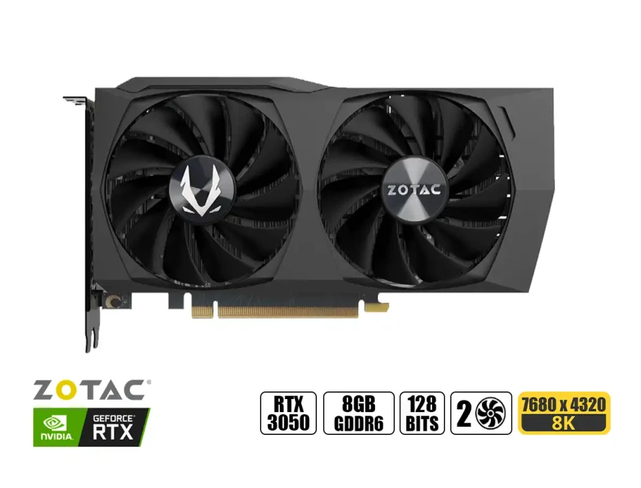 Tarjeta De Video Zotac Rtx 3050 Eco 8gb Gddr6 (zt-a30500k-10m) Geforce Nvidia 128 Bits, 2 Ventiladores