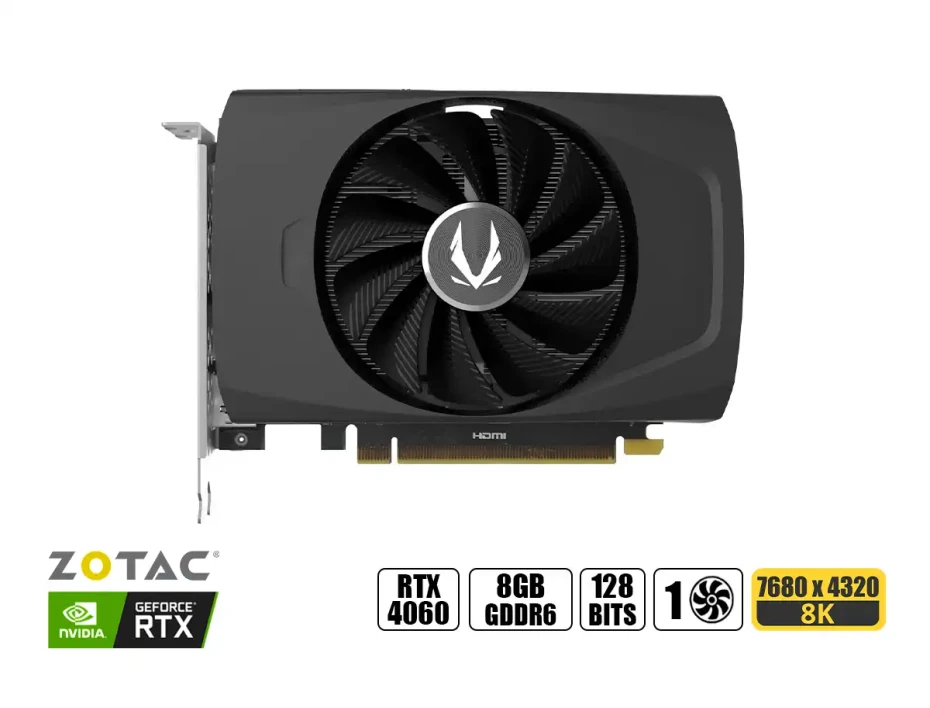 Tarjeta De Video Zotac Rtx 4060 8gb Oc Solo  Gddr6 (zt-d40600g-10l) Geforce Nvidia 128 Bits, 1 Ventilador