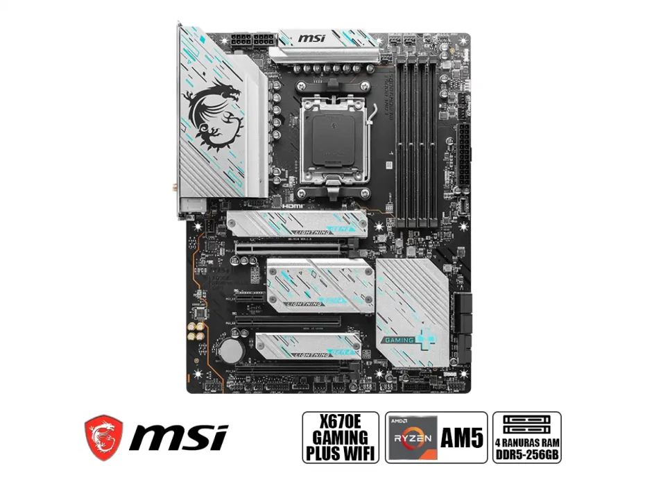 Placa Madre Msi X670e Gaming Plus Wifi (90-x670e Gaming Plus Wifi) Socket Am5, Ram Dddr5 Buss 7200oc Mhz, Wifi 6e