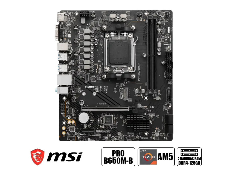 Placa Madre Msi B650m-b Pro (911pro-b650m-b-ddr5) Socket Am5, Ram Ddr5 Buss 5600oc Mhz