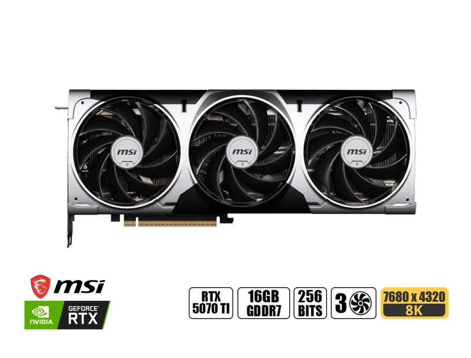 Tarjeta De Video Msi Rtx 5070 Ti Ventus 3x Oc 16gb Gddr7 (rtx-5070t16gbventus3x) Geforce Nvidia 256 Bits, 3 Ventiladores