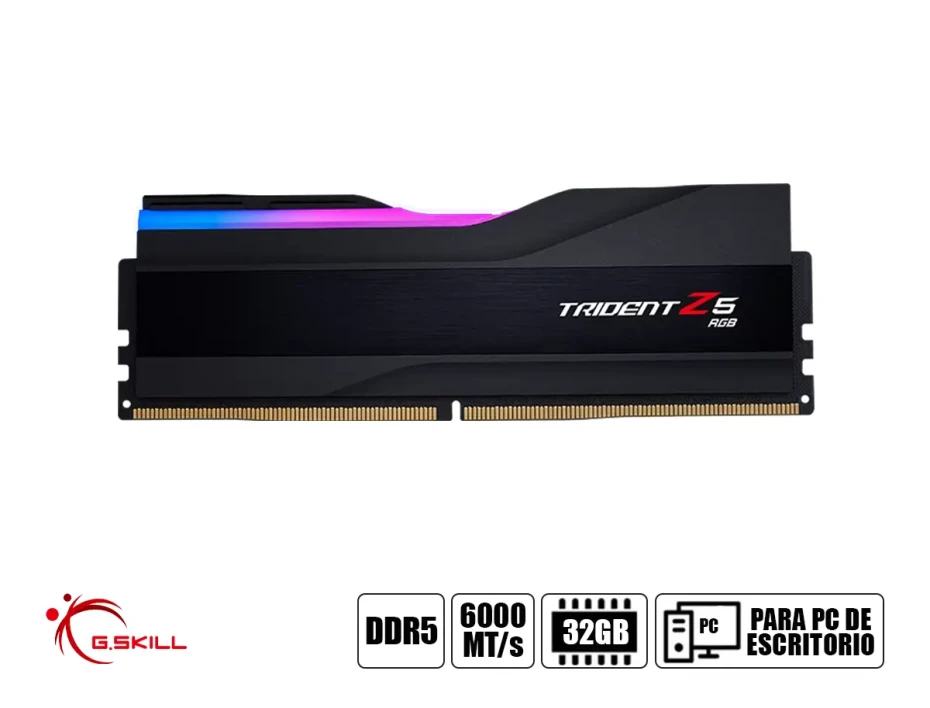 Memoria Ram G.skill Ddr5 32gb (16gbx2) Trident Z5 (f5-6000j3040f16gx2-tz5rk) 6000 Mt/s, Negro, Rgb