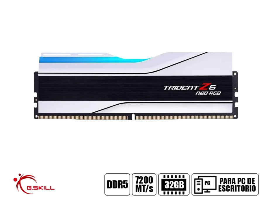 Memoria Ram G.skill Ddr5 32gb (2x16gb) Trident Z5 Neo Rgb (f5-7200j3445g16gx2-tz5nrw) 7200 Mt/s, Blanco, Rgb, Cl 34-45-45-115