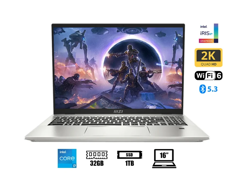 Laptop Msi Core I7-13700h Prestige  16 A13m-406us (pre16evo13406) Pantalla 16" (2560x1600) 165hz, Ram 32gb, Ssd 1tb, Win11, Urban Silver, 13gen.