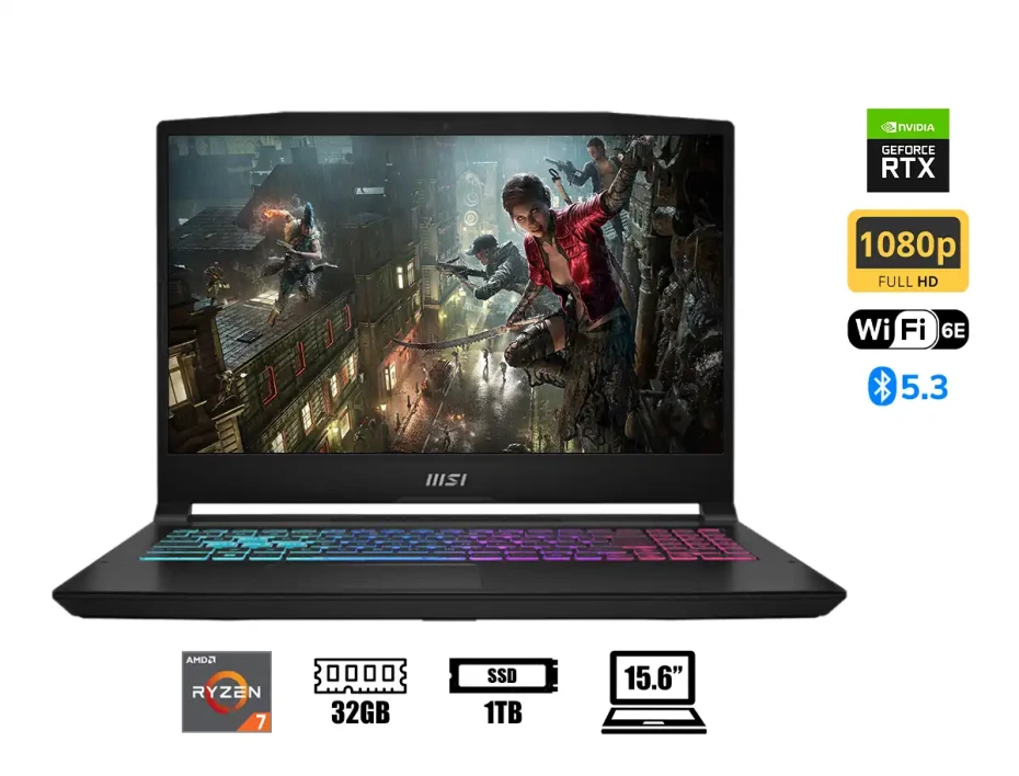 Laptop Msi Ryzen 7-8845hs A15 Ai B8vf-435us Gaming (katana A15 Ai B8vf-448us)  15.6" Fhd 144hz, Ram 32gb, 1tb, Rtx 4060 8gb, Win 11