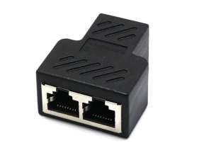 Adaptador Ethernet Macho -- A -- 2 Salidas Rj45 Hembra, Generico, Color Negro (1 Rj45 - A - 2  Rj45)