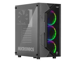 CASE MICRONICS FANATIC LEGEND NEGRO 1 PANEL VIDRIO FAN RGB MALLA MIXTA 41.5CM-21.5CM-44.7CM  (FNT C8007 )