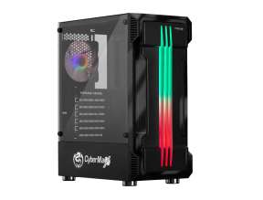 Case Cybertel Cyber Samurai S/fuente (cbx5021) Panel De Vidrio, Ventilador, Led Rgb, Negro