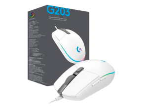 Mouse Logitech G203 Lightsync Gaming (910-005791) Hasta 8000 Dpi, 6 Botones Programables, Rgb, Blanco