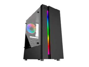 CASE HALION BULL 5516 - 350W NEGRO 1 VIDRIO TEMPLADO BANDA LED - RGB  ATX ( BULL 5516RGB )