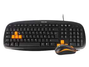 COMBO 2 EN UNO HALION ESTANDAR, TECLADO MULTIMEDIA CON DIRECIONALES NARANJA, MOUSE 3 BOTONES SENSOR HASTA 800 DPI, INTERFAZ USB, COLOR NEGRO (HA-K233C