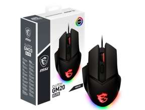 MOUSE MSI CLUTCH GM20 GAMING ELITE, SENSOR HASTA 6400 DPI, ILUMINACION RGB, CON 6 BOTONES, CONEXION USB, COLOLR NEGRO (CLUTCH GM20 ELITE)