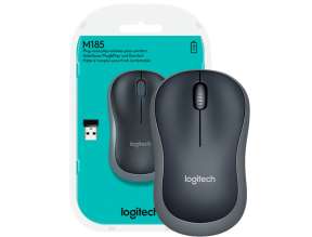 Mouse Inalambrico Logitech M185 (910-002225) Hasta 1000 Dpi, Receptor Usb, 3 Botones, Negro