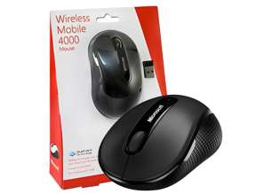 MOUSE INALAMBRICO MICROSOFT 4000, HASTA 1000 DPI, CON RECEPTOR USB, DISEÑO ERGONOMICO, 4 BOTONES, NEGRO (D5D-00001)