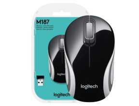 MOUSE INALAMBRICO LOGITECH MINI M187, HASTA 1000 DPI, CON RECEPTOR USB, DISEÑO ERGONOMICO, 3 BOTONES, NEGRO C/ BLANCO (910-005459)