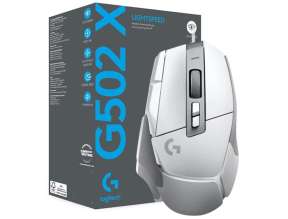 Mouse Logitech G502 X Gaming (910-006144) Hasta 25.600 Dpi, 13 Botones Programables, Blanco