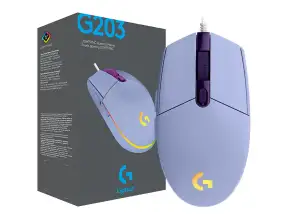 Mouse Logitech G203 Lightsync Gaming (910-005851) Hasta 8000 Dpi, 6 Botones Programables, Rgb, Lila